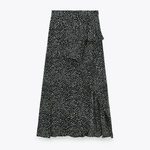 SOLD OUT!! Zara Midi Skirt Ruffled Front & Asymmetrical Hem